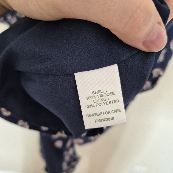 🍁Garnet Hill Navy Blue Floral Midi Dress – Size 12 - Picture 2 of 7